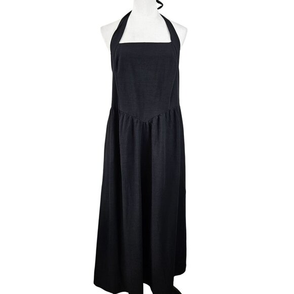 Zesica Womens XL Halter Maxi Dress Black Smocked Back Casual Beach Vacation Sexy - Picture 4 of 10